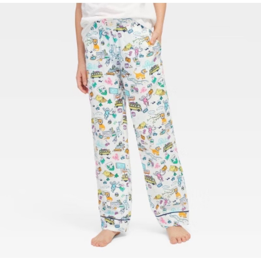 Roller Rabbit for Target Boys Road Trip Pajama Pants White Multi Large 10/12 NWT